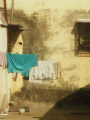 laundry drying on line near Baba's house in Poona (color harmony)